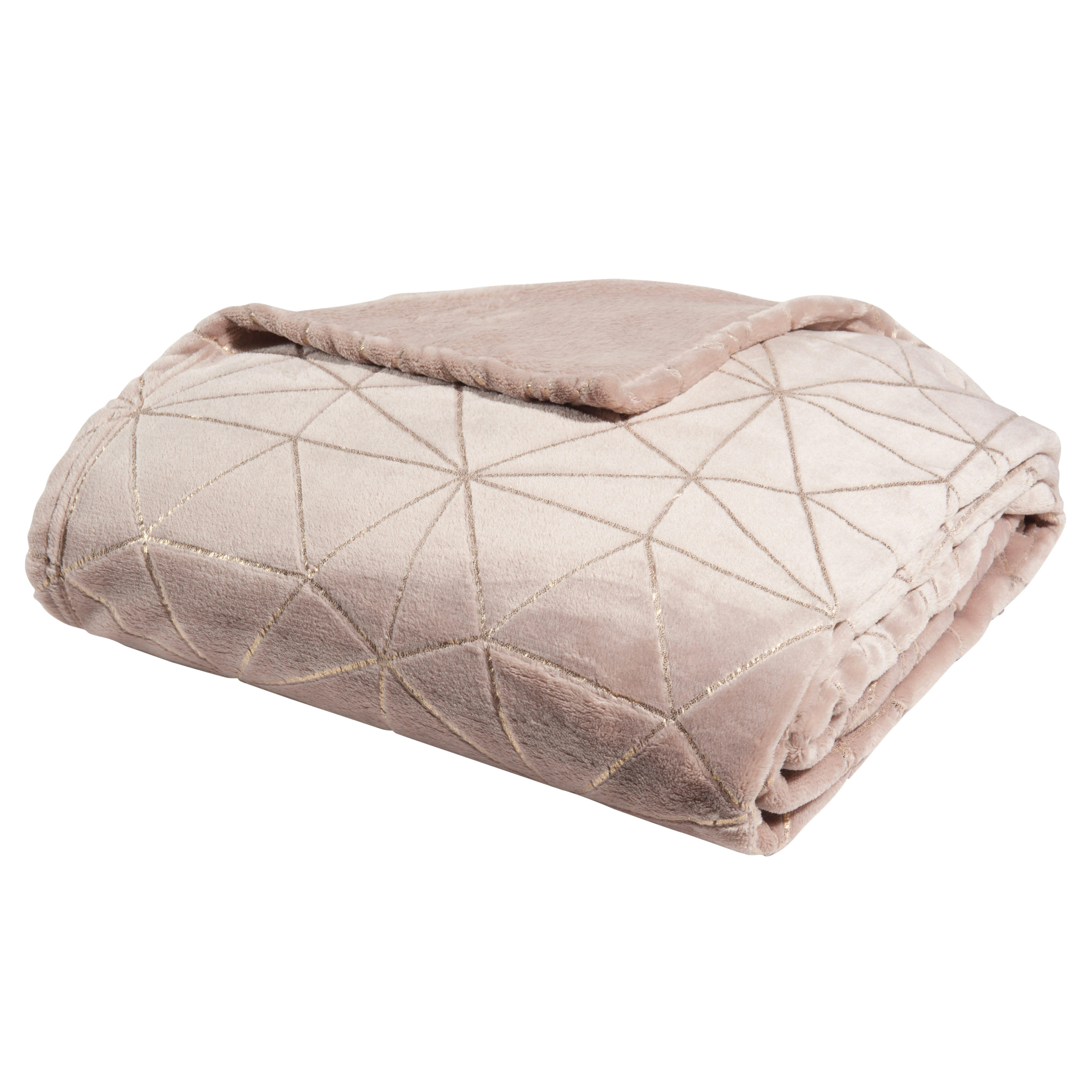 - Plaid en polyester recyclé taupe motifs graphiques 150x230