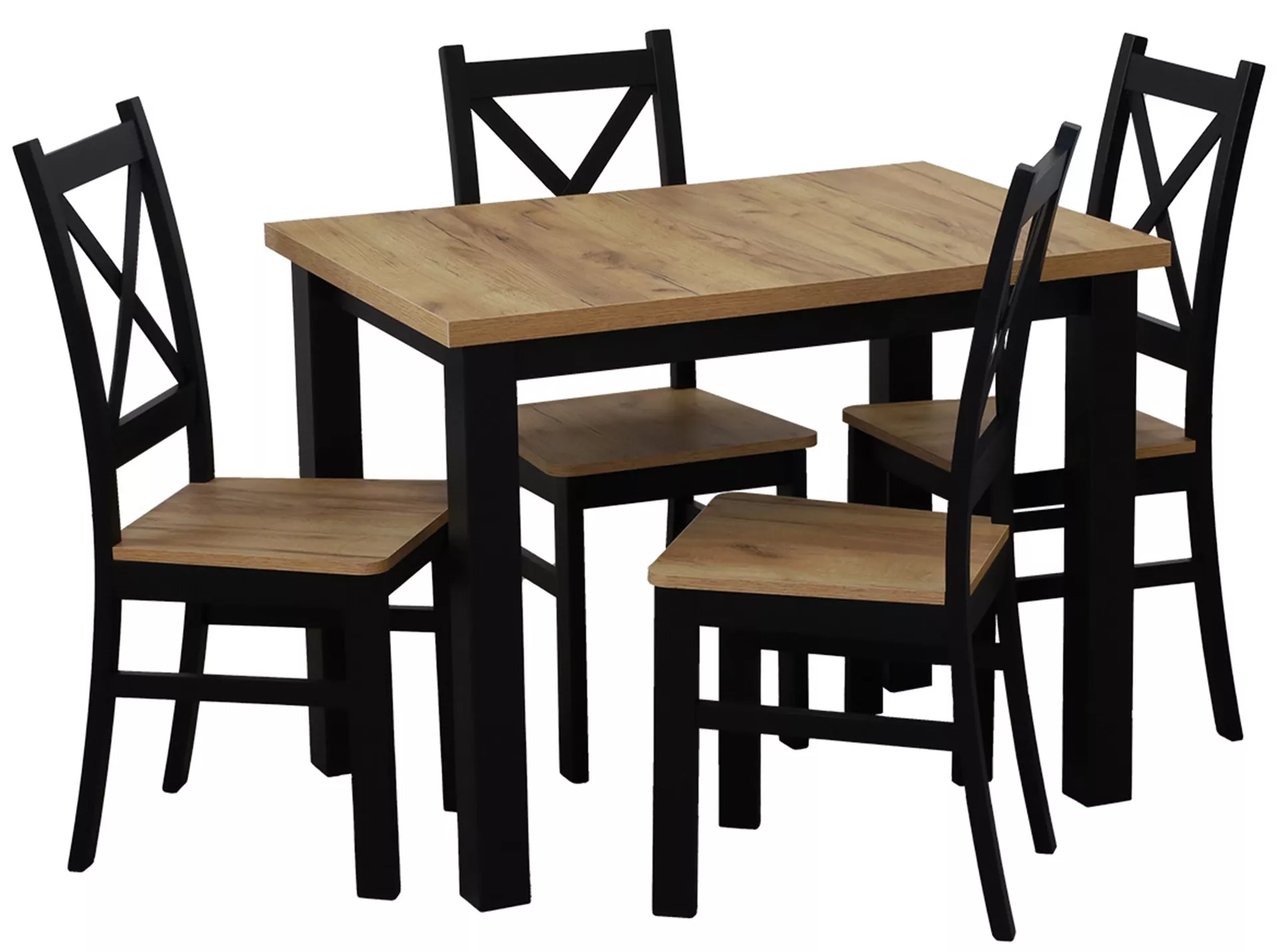 Zestaw stół 120x80 z 4 krzesłami M020-4 Czarny/Dąb Craft