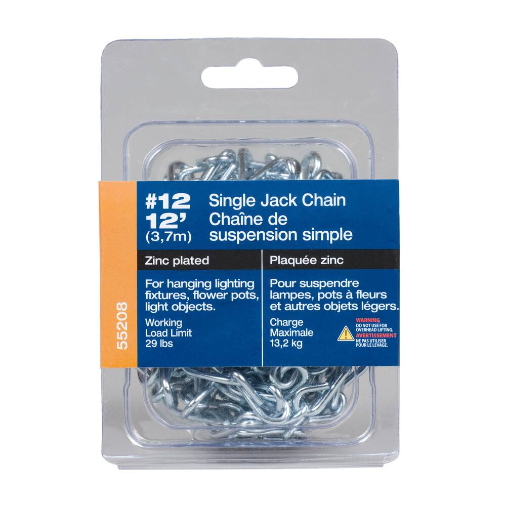 Ben-Mor Single Jack Chain #12, Zinc-Plated, 12-ft