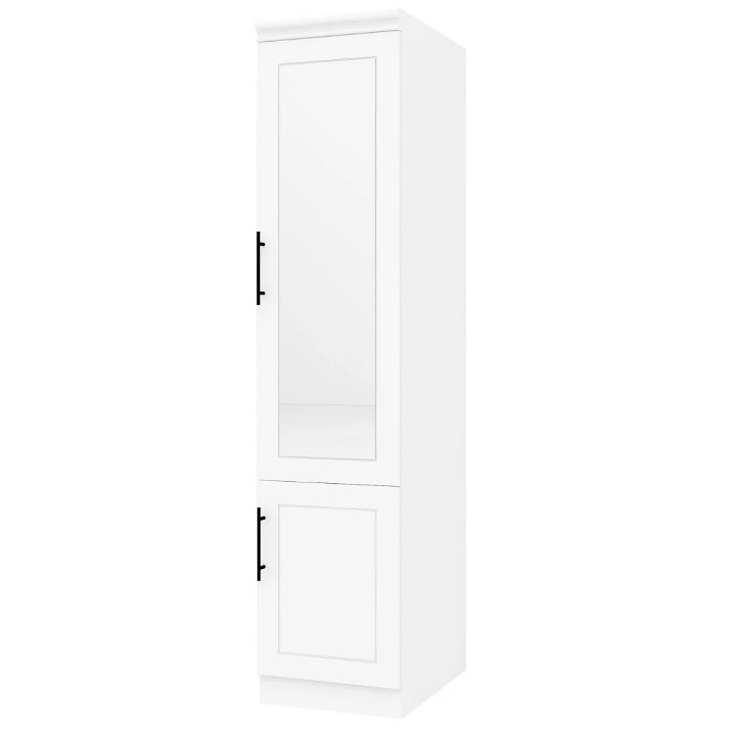 HomeRoots 71 White Wood Mirrored Two Door Combo Dresser