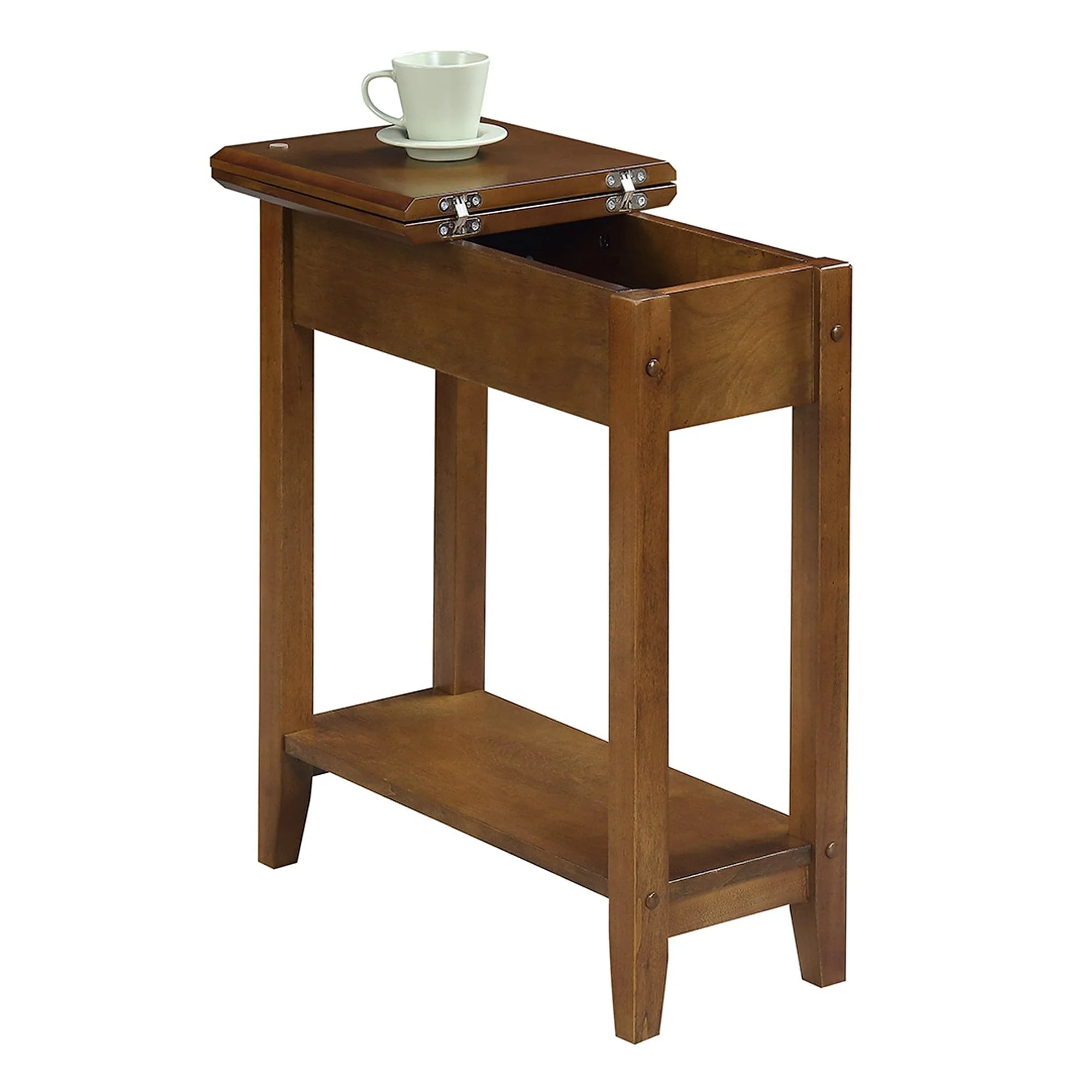 American Heritage Flip Top End Table with Shelf, Walnut