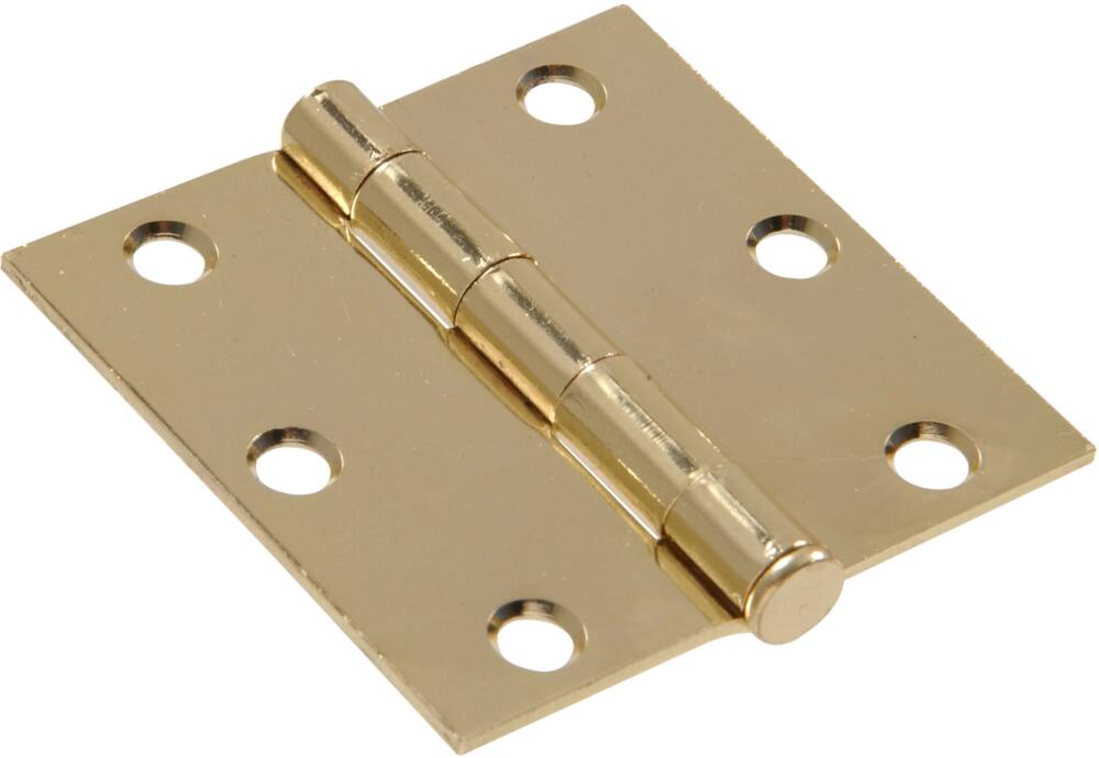 Hillman Residential Square Door Hinge, Brass-Plated