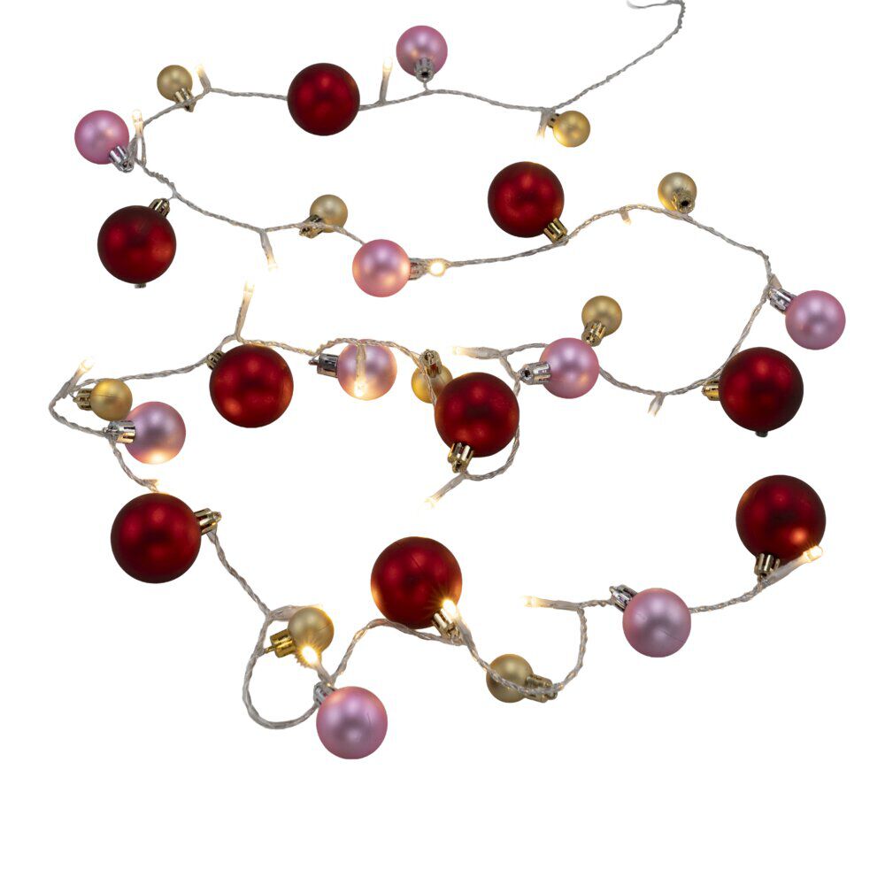 Guirlande de No&euml;l LED lumineuse boules rouge et blanche L220cm
