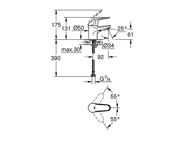 GROHE Mitigeur Lavabo Monocommande 1/2