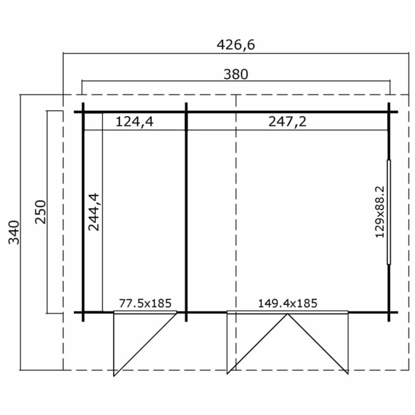 Gartenhaus »Keila«, BxHxT: 426,6 x 256,5 x 340 cm (Außenmaß inkl. Dachüberstand), grüngrau