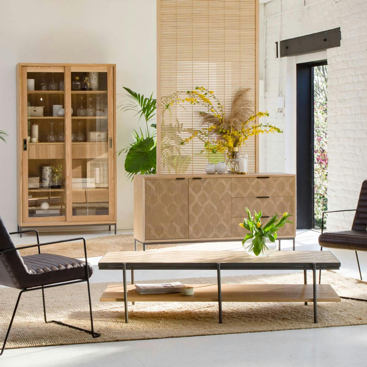 LIVIA - Table basse en métal gris 151.5 cm