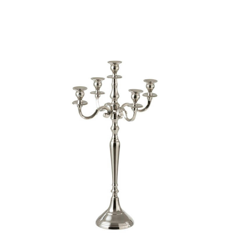 CLASSIC - Chandelier 5 bras alu argent H63cm