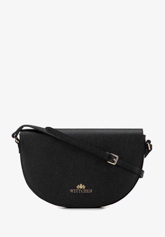 Damska saddle bag z groszkowanej skóry czarno-złota