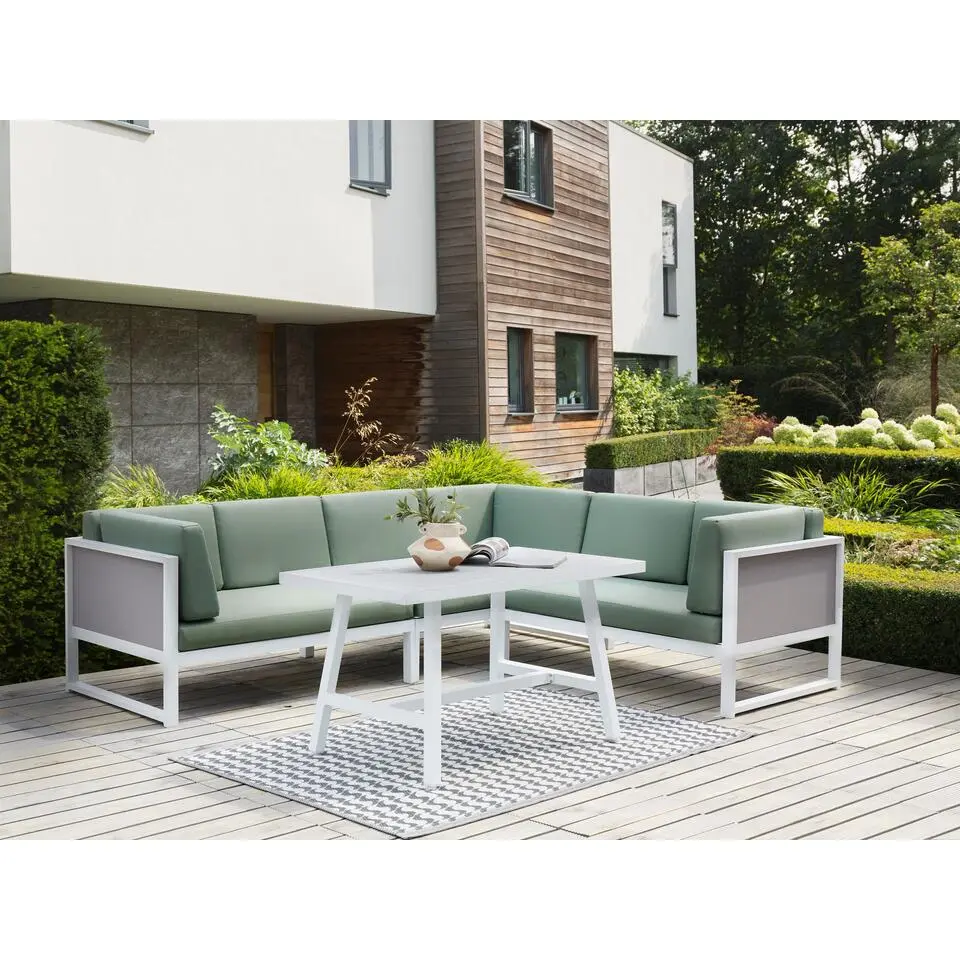 CASTELLA - Loungeset voor 6 - Wit/Groen - Aluminium
