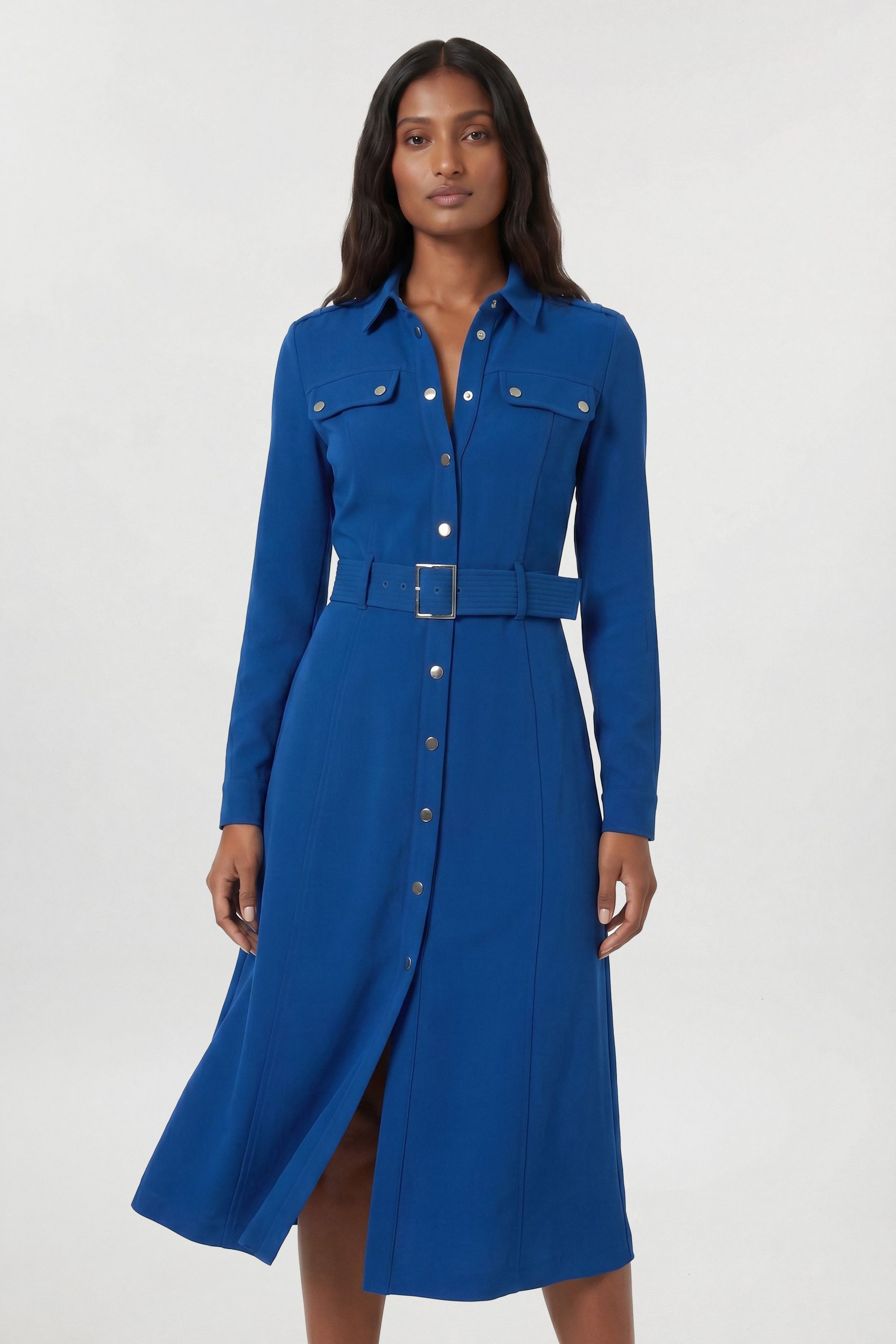 KarenMillen Petite Tailored Belted Midi Shirt Dress