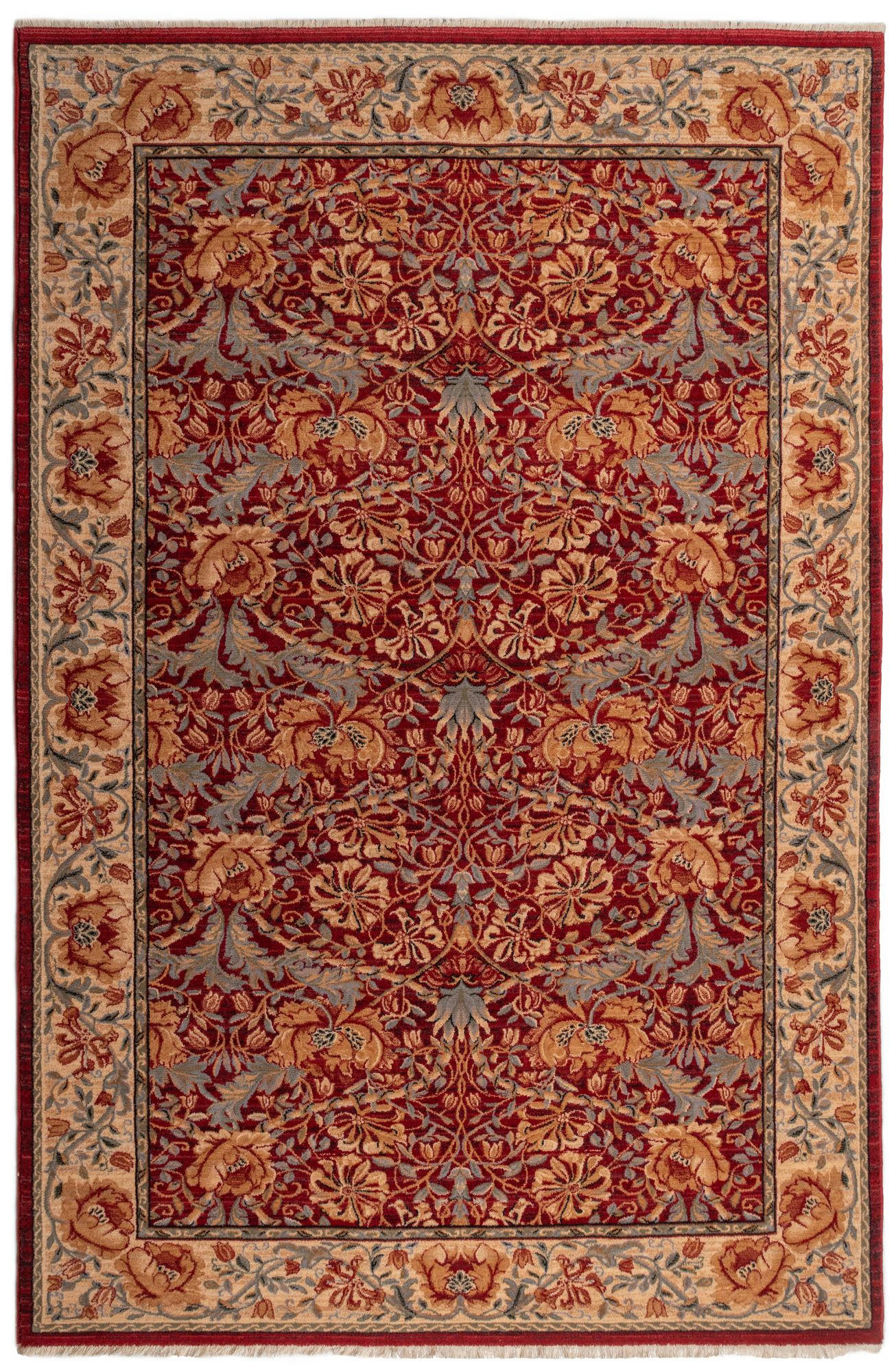 SAHARNA - Tapis d'orient tissé - à franges Rouge 080x145 cm