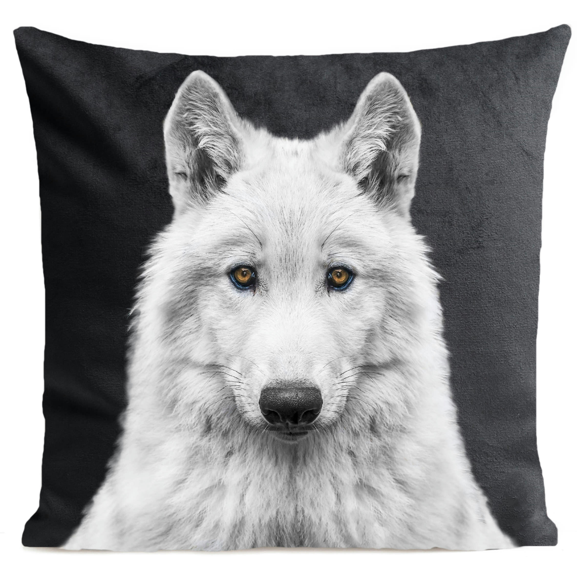 - Coussin loup animal gris suédine 40x40cm