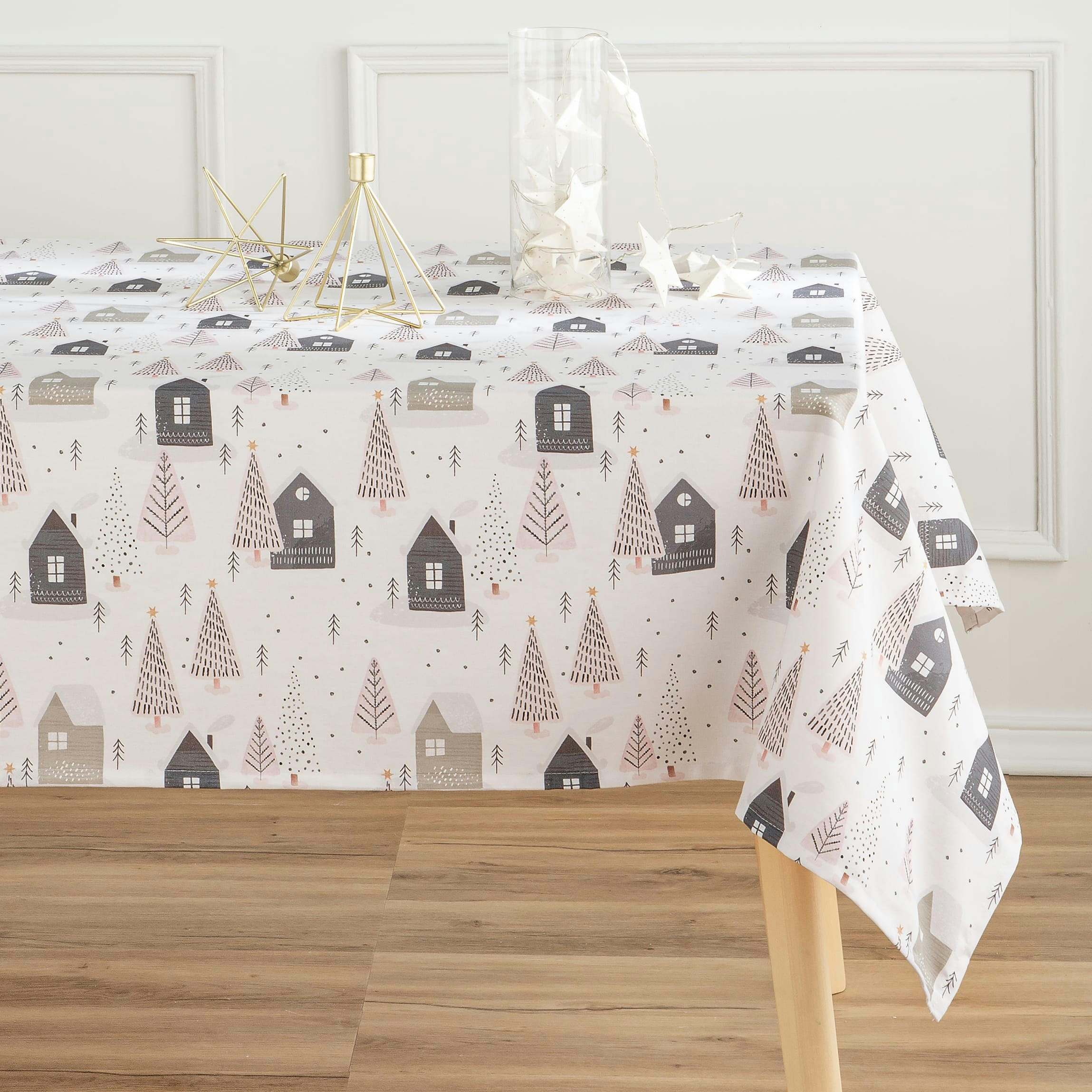 COLLECTION DE NOËL IMPRIMÉE - Nappe en coton antitâche dessin de nöel multicolore 140x100 cm