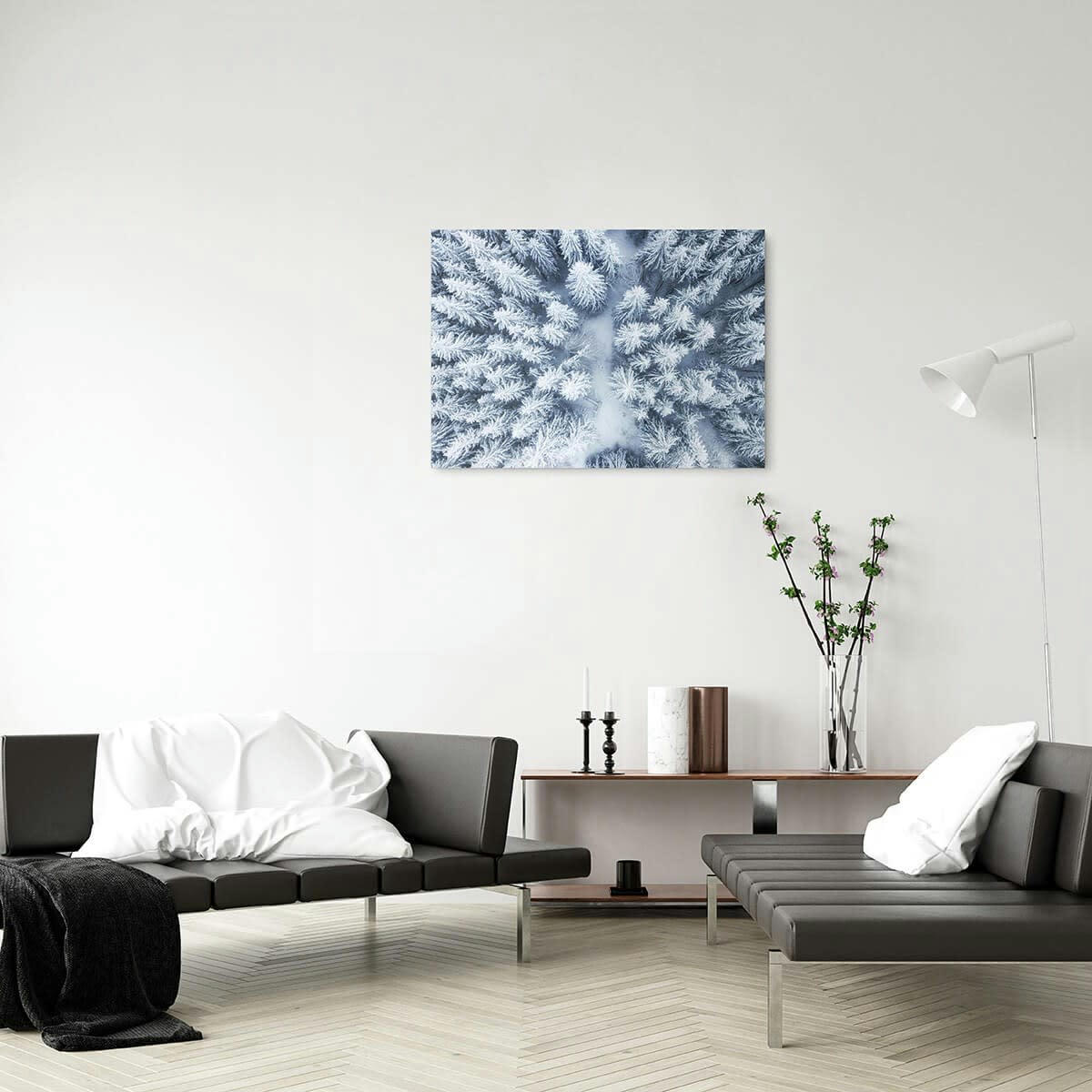 NATURE ÉVASION - Tableau sur verre forêt enneigée 45x65 cm