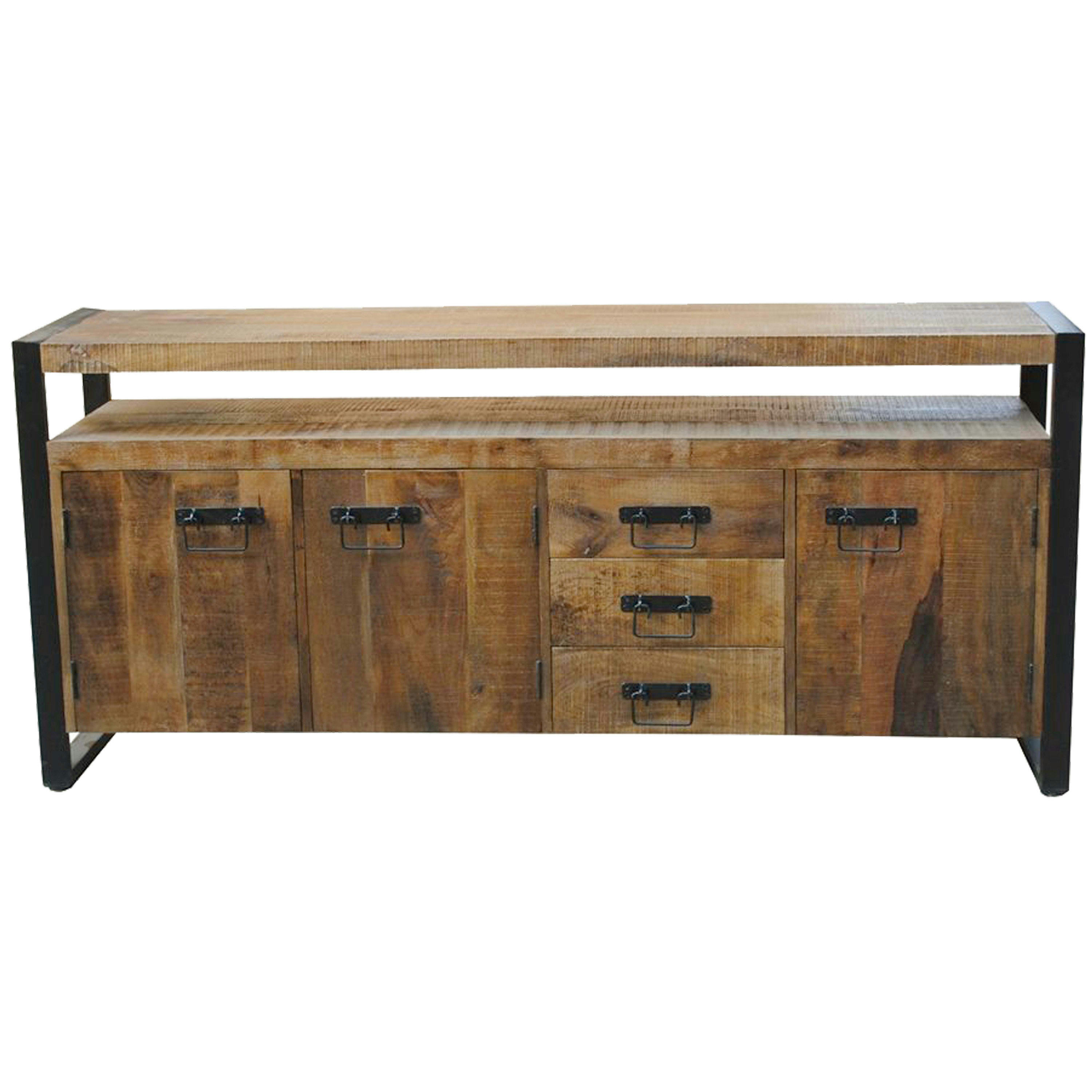 BELEM - BELEM-Buffet 3 portes 3 tiroirs, en bois de Manguier massif et métal