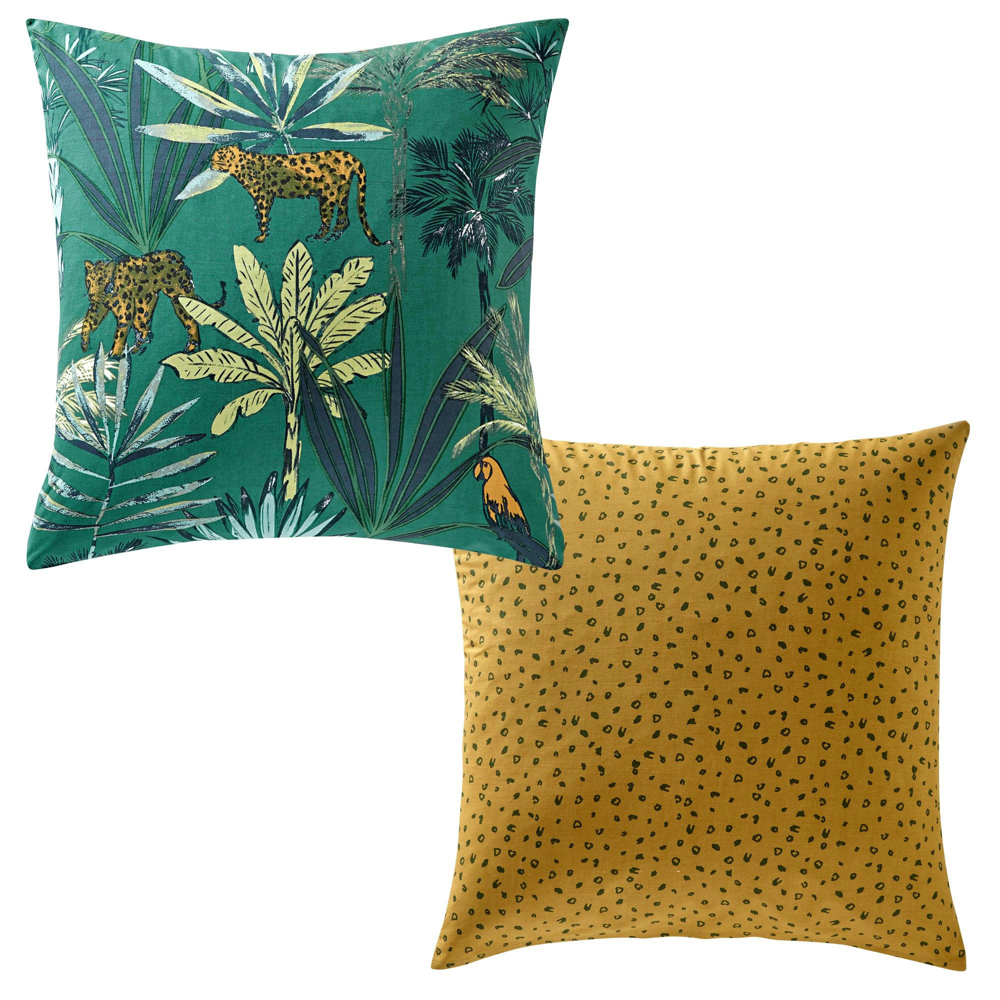 TROPICAL - Taie volant 50x70 vert foncé en coton