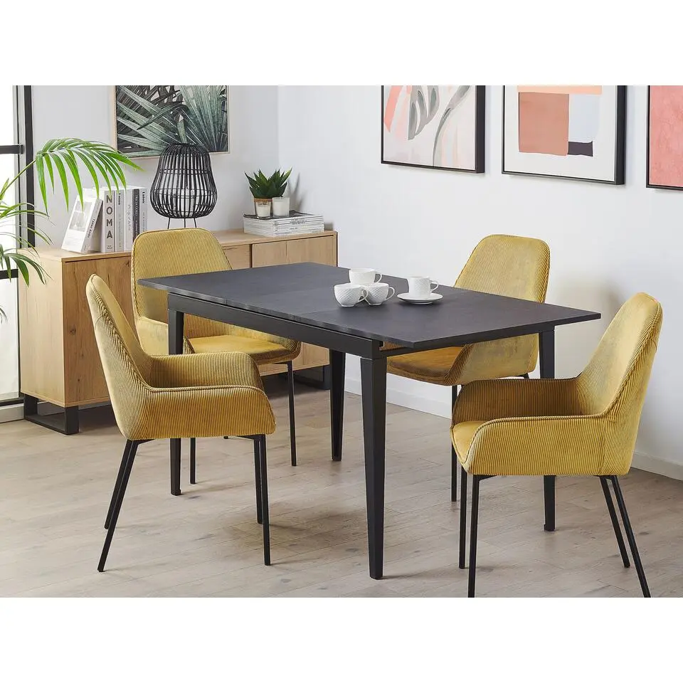 NORLEY - Uitschuifbare eettafel - Zwart - 80 x 120/160 cm - MDF