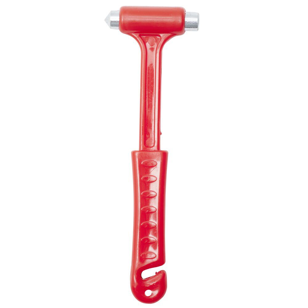 Marteau voiture brise-vitre métal et plastique rouge L15,5cm