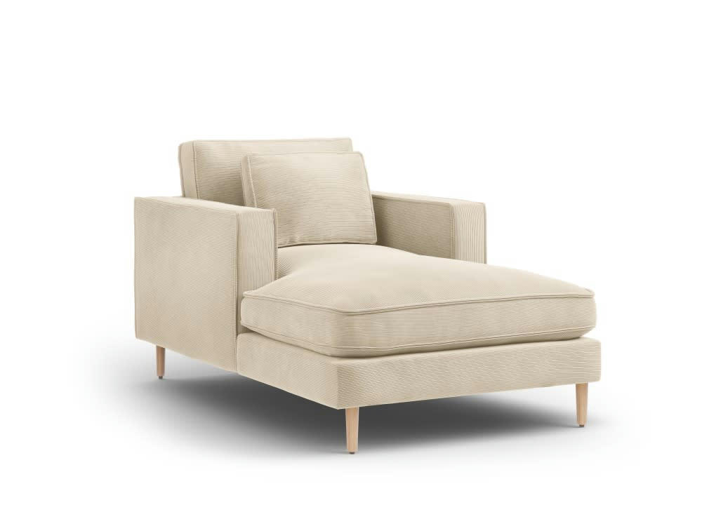 ALEXIS - Méridienne 1 place en tissu structuré beige clair