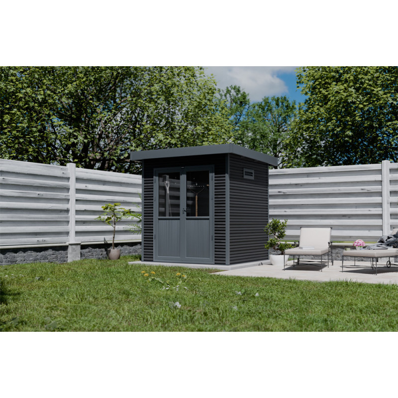 Abri de jardin en bois composite Onyx 22 anthracite 2,23 x 2,25 x 2,37 m BARAC