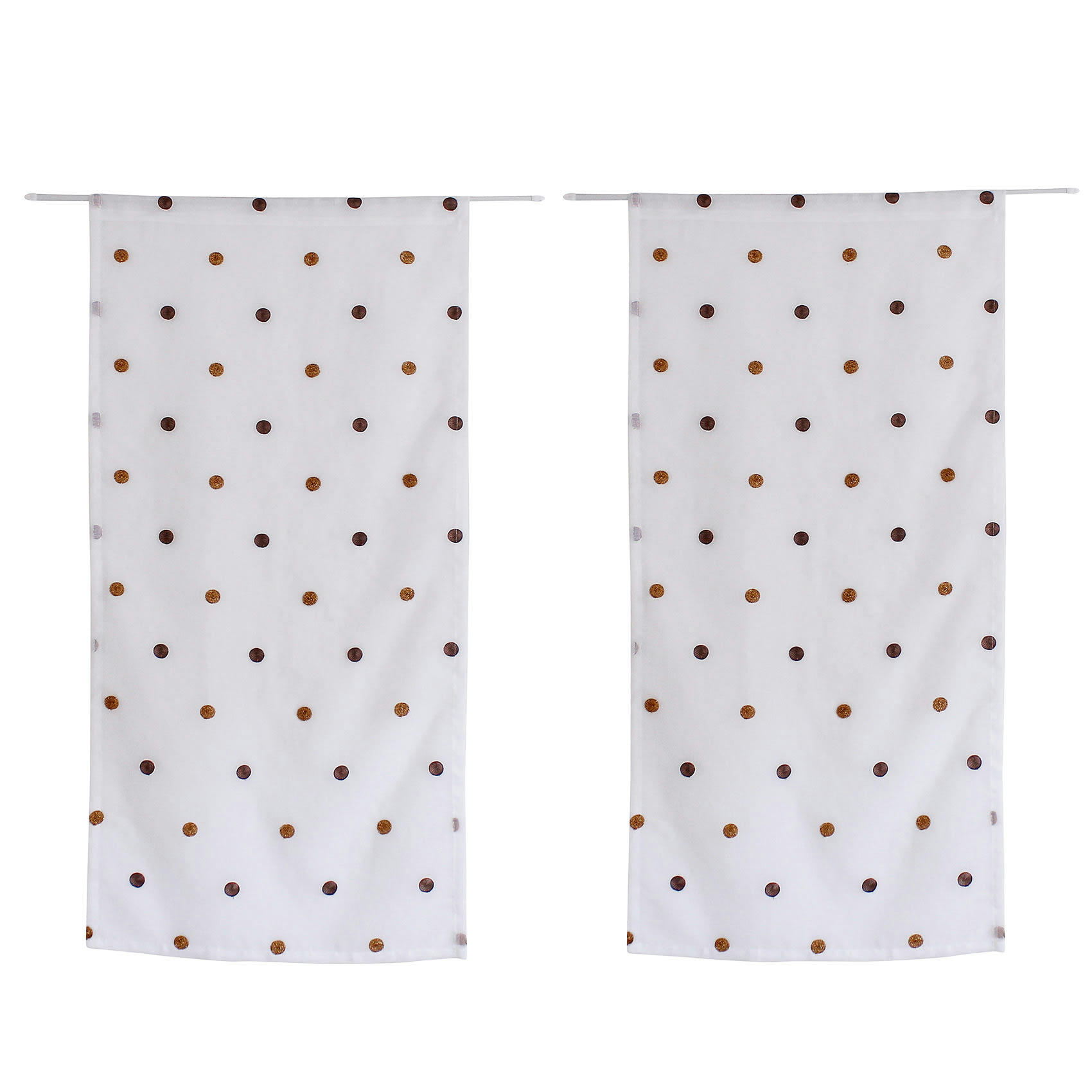 - Paire de vitrages droits à pois colorés polyester jaune 60x90 cm