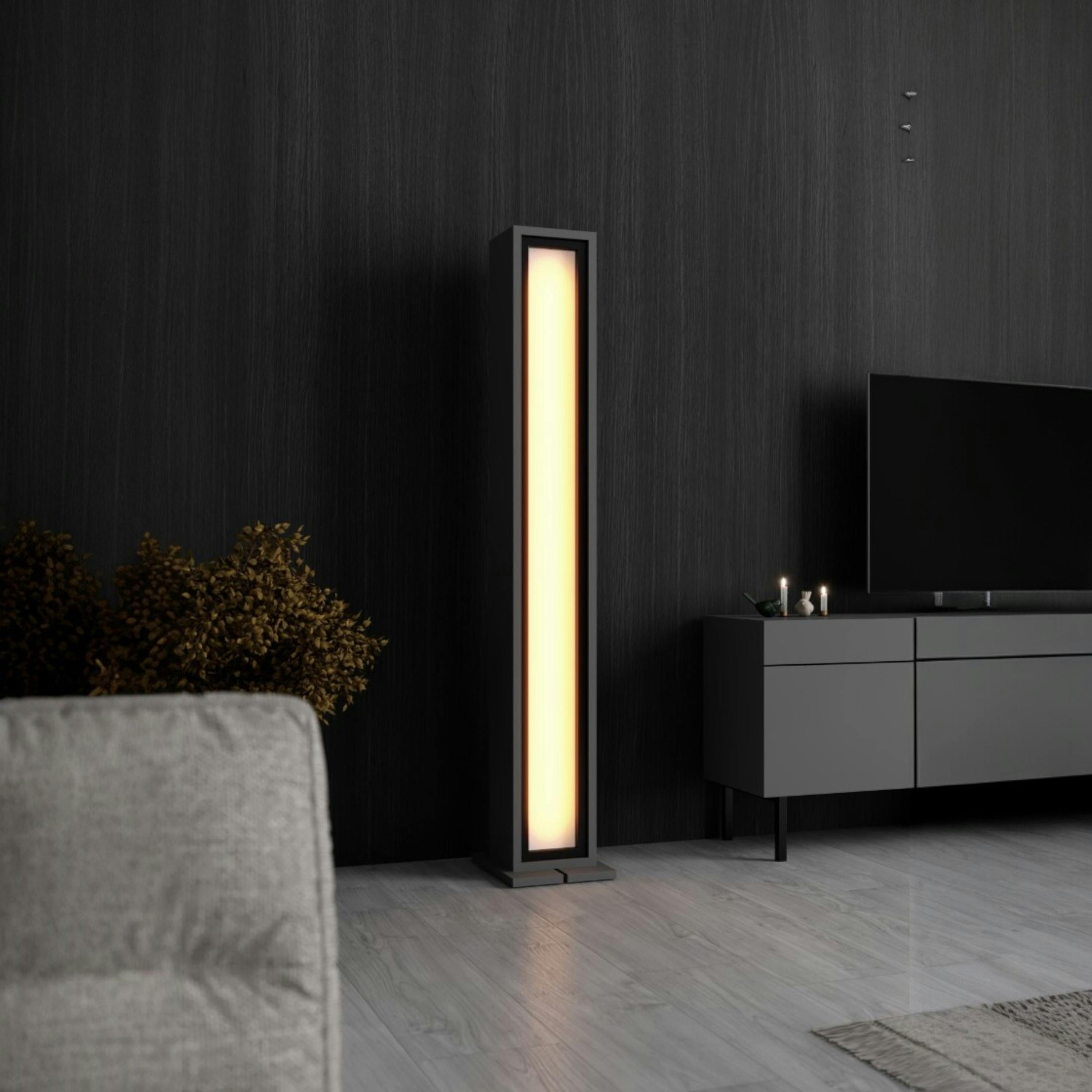 Lampadaire colonne LED gris foncé à télécommande AURA