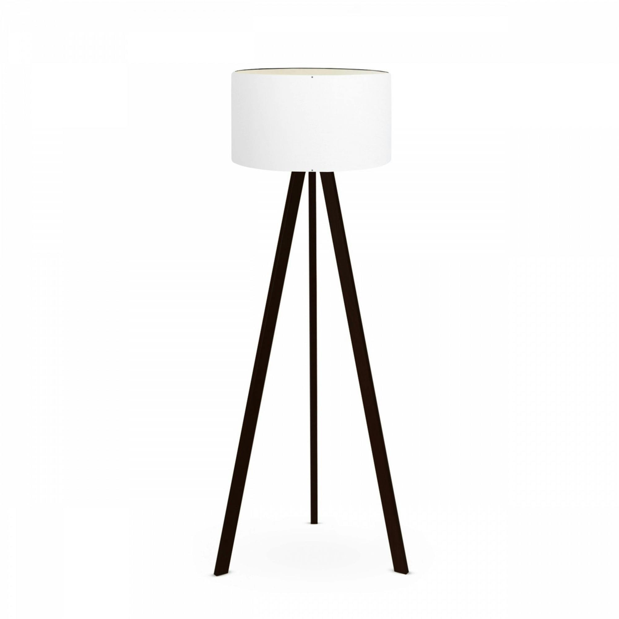 Lampadaire trépied effet bois noir, abat-jour blanc Ø38 cm KILIS