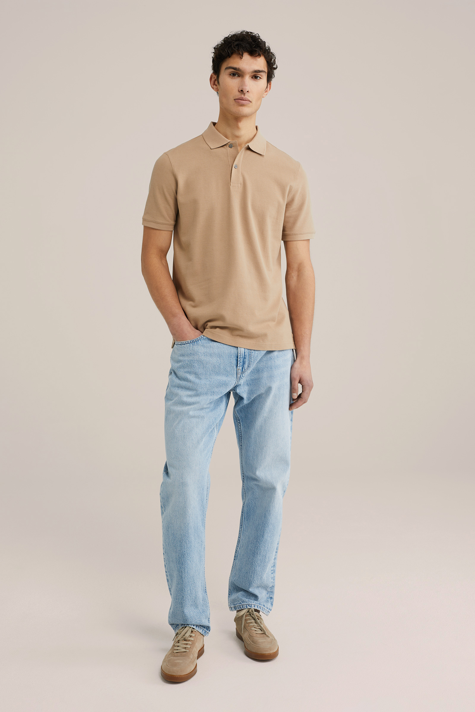 Heren Slim fit polo met structuur en embroidery