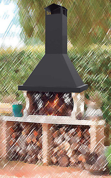 FM Cheminée métallique CB-80 pour barbecue L.90 cm P.50 cm