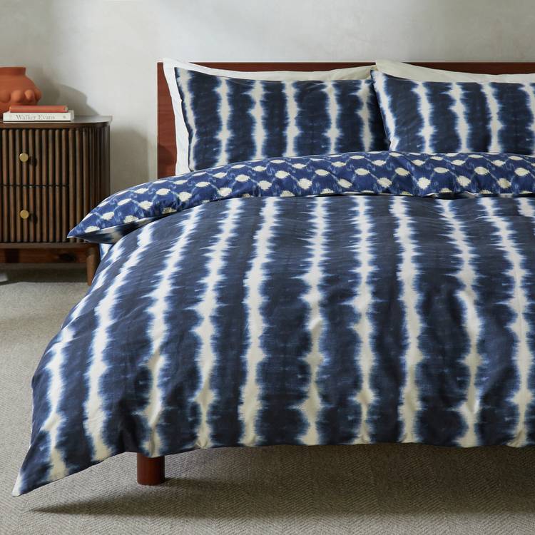 Habitat Shibori Texture Blue and White Bedding Set - Single