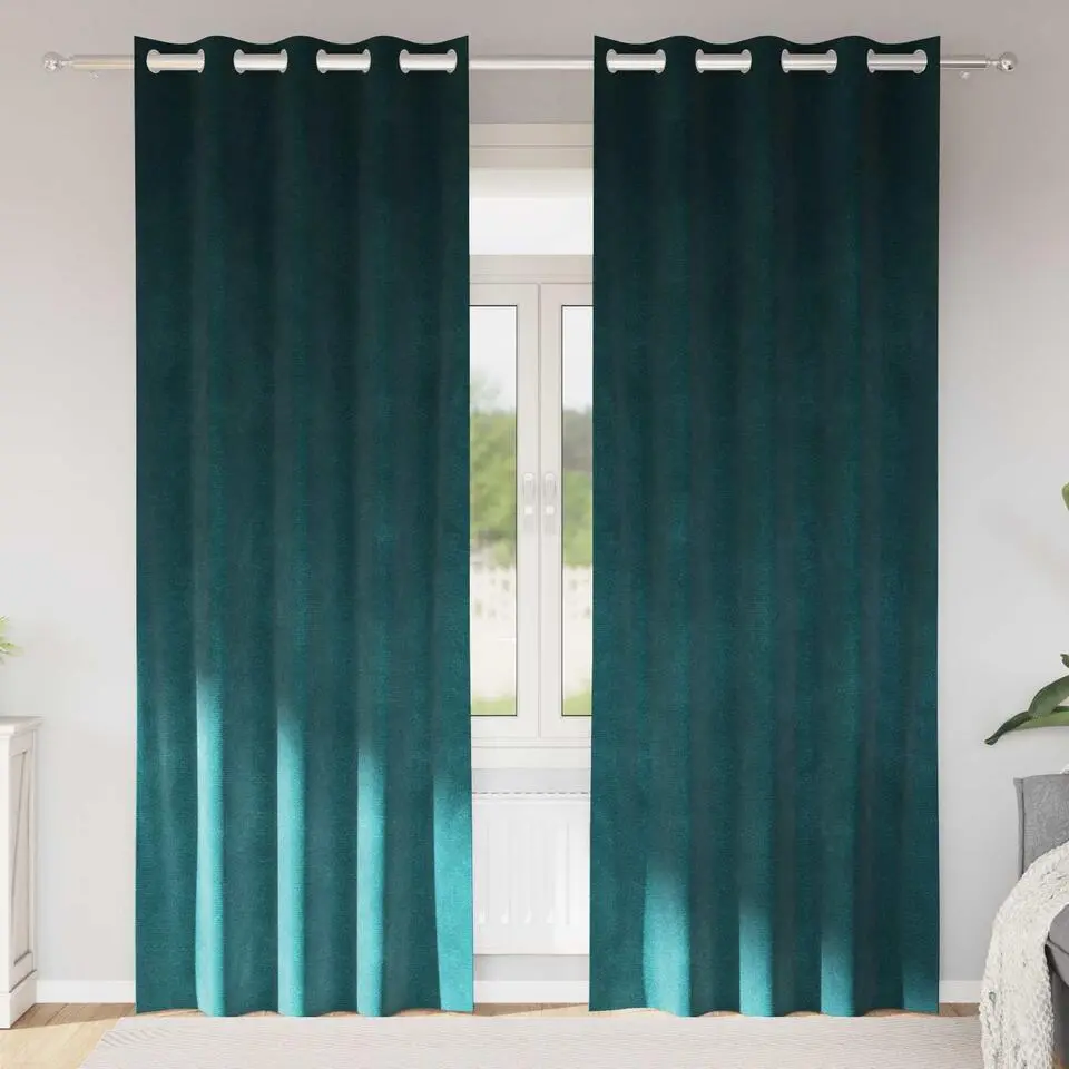 vidaXL Gordijnen met ringen - Donkergroen - 140x245 cm - Fluweel - 2 Stuks