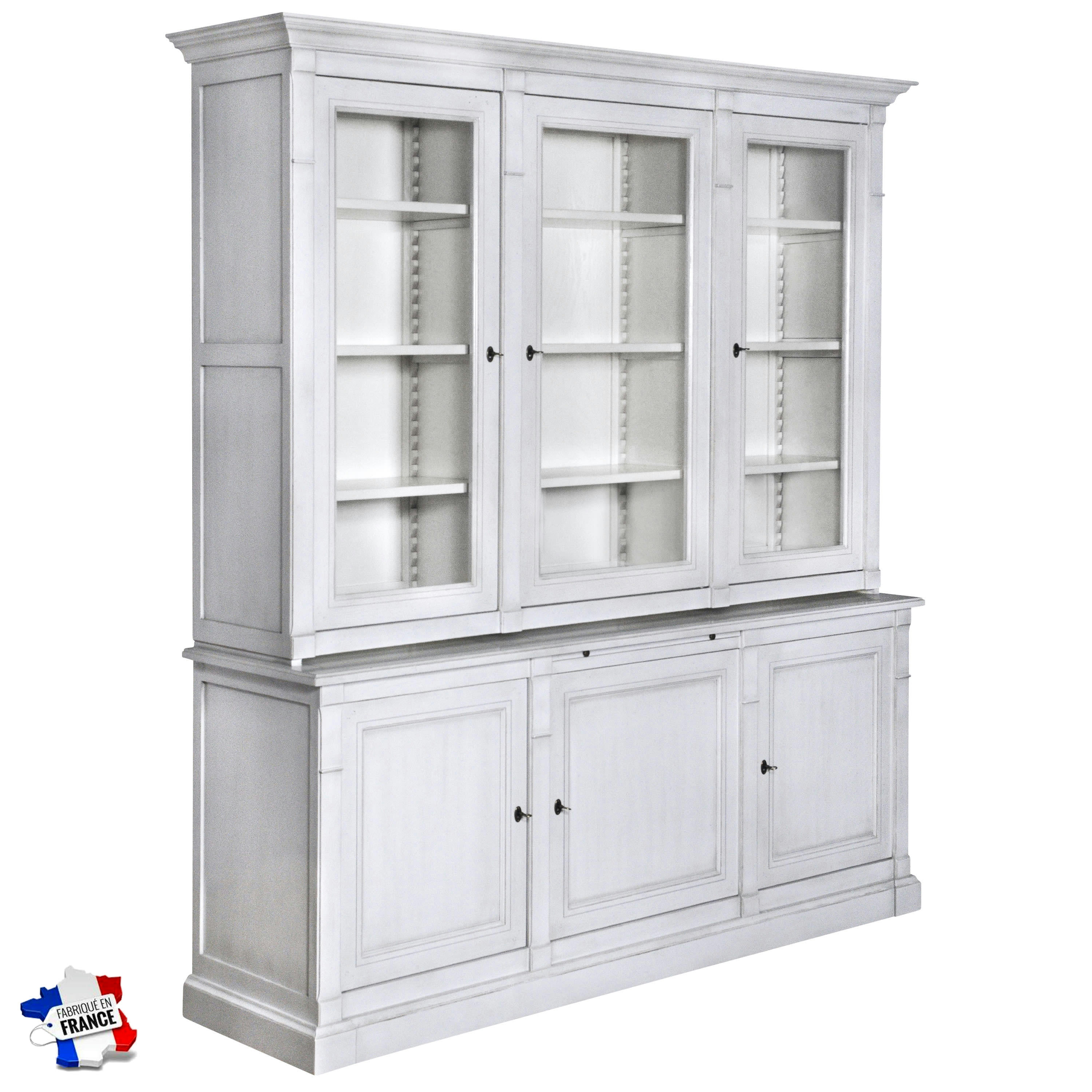 DIRECTOIRE - Bibliothèque 2 corps 3 portes chêne massif