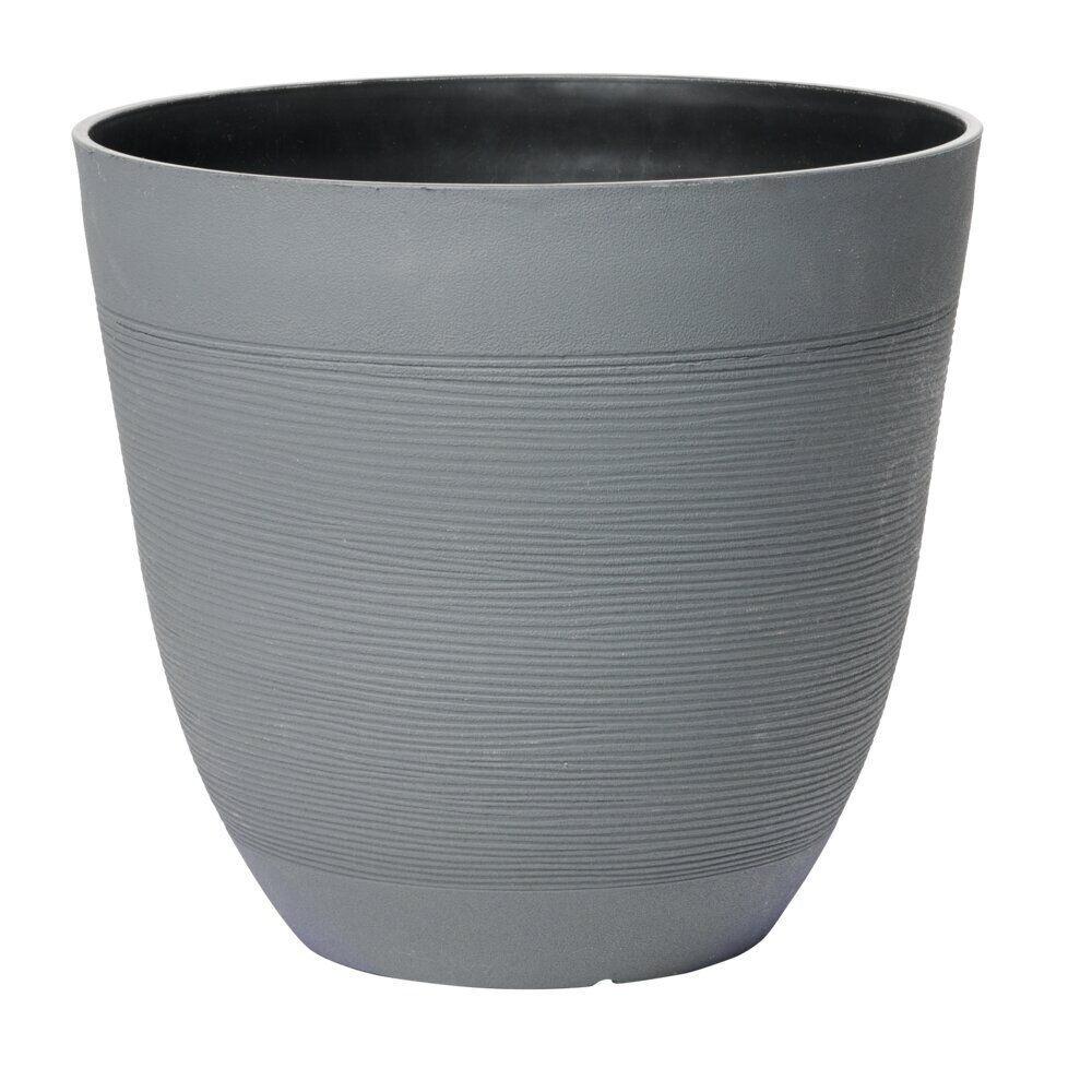 Cache pot rond gris frise ligne horizontale 30L