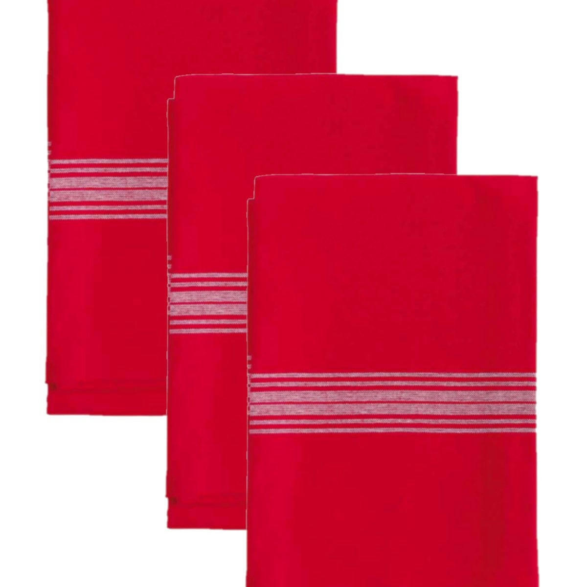 SKANDLIFE - Lot de 3 torchons coton  rubis 50x70 cm