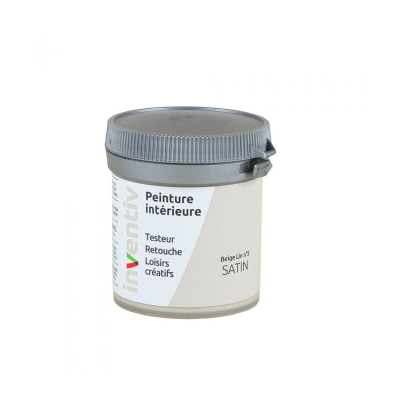 Testeur peinture pour mur boiserie radiateur Beige Lin n°5 satiné 0,08 L INVENTIV