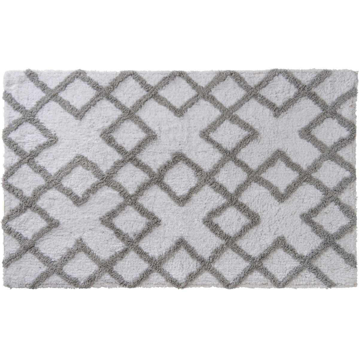 CROISY - Tapis de bain coton fantaisie blanc 50x80cm