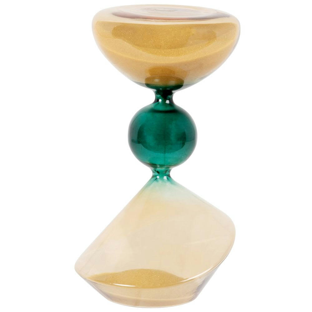 - Sablier en verre beige et vert