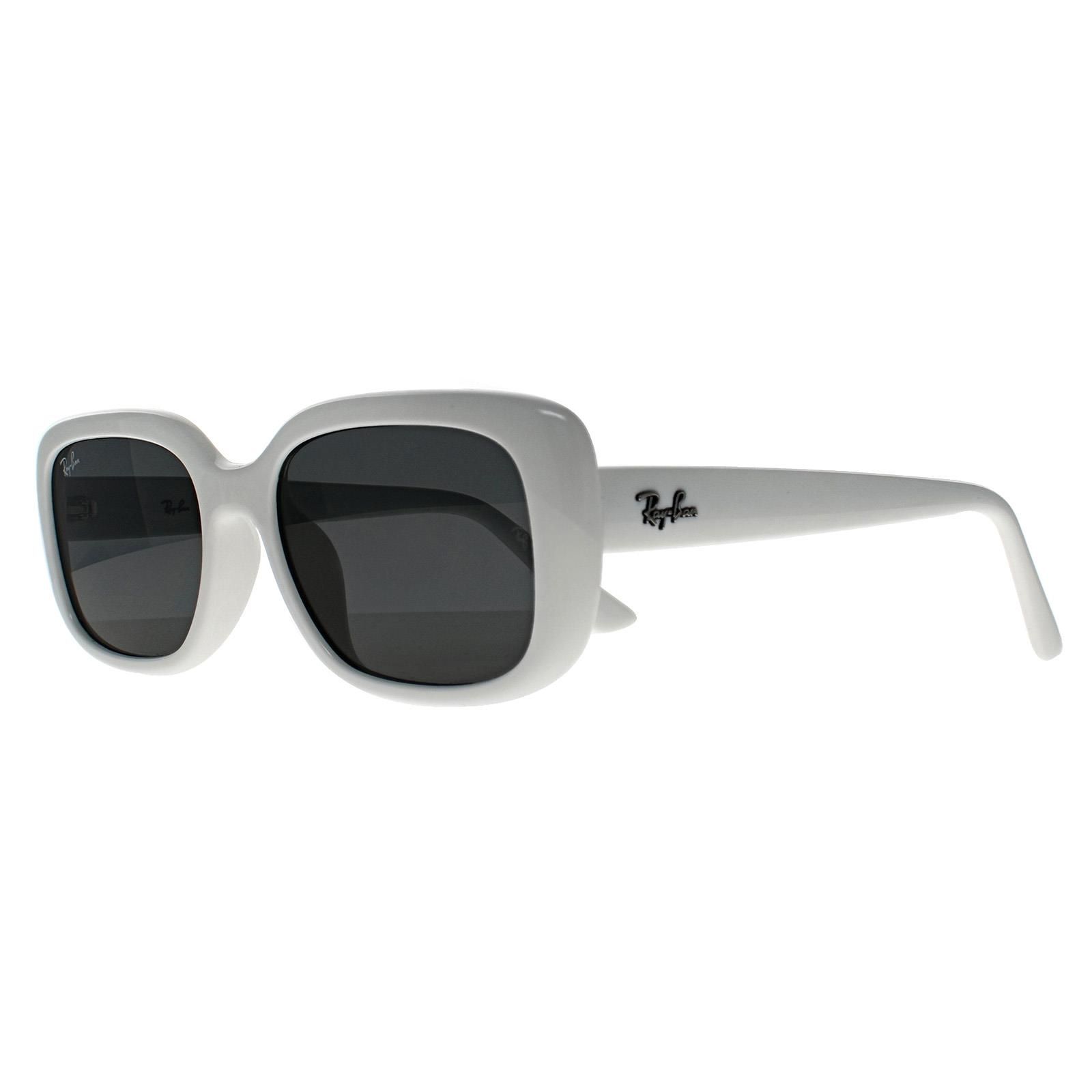 Ray-Ban Rectangle Polished White Dark Grey RB4421D Bio Based