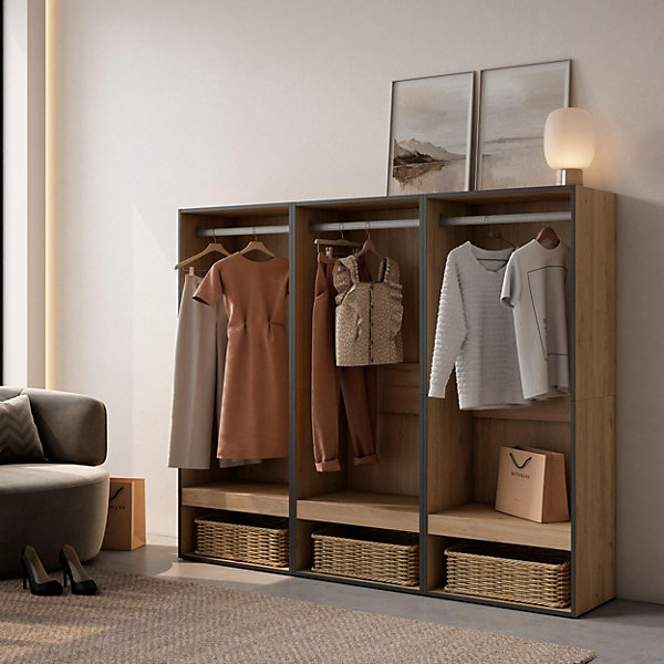 Armoire Vestiaire ouvert 180x35x145cm couleur chêne