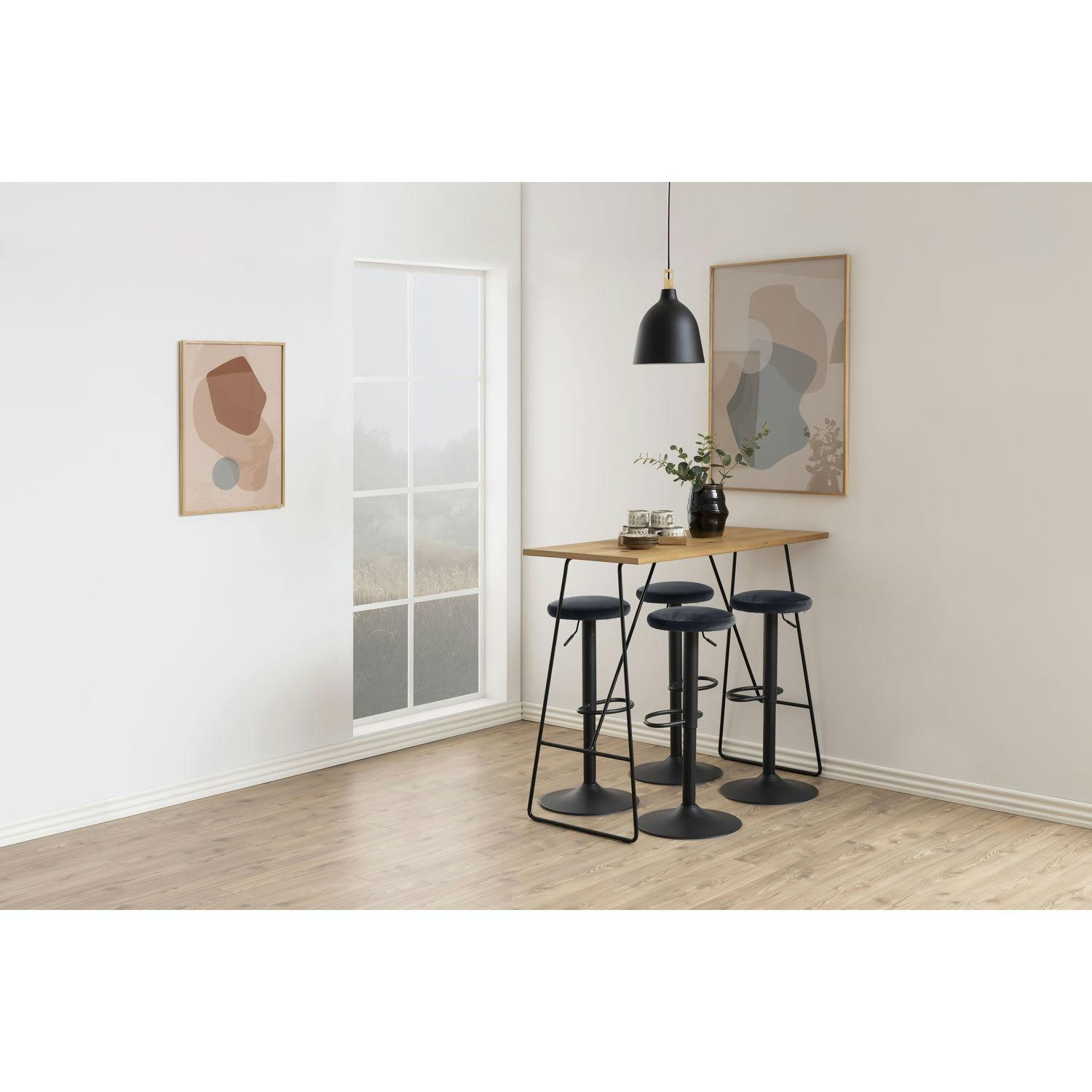 FINCH - Lot de 2 tabourets de bar avec repose pieds et hauteur réglable