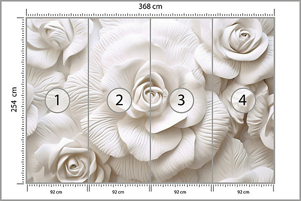 Papier Peint Intissé Photo Pour Salon INTISSE Roses Fleurs 3D 368cm x 254cm