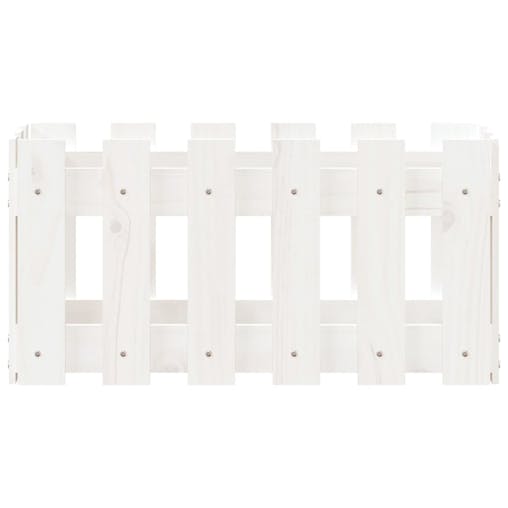 NNEVL Garden Planter with Fence Design White 60x30x30 cm Solid Wood Pine