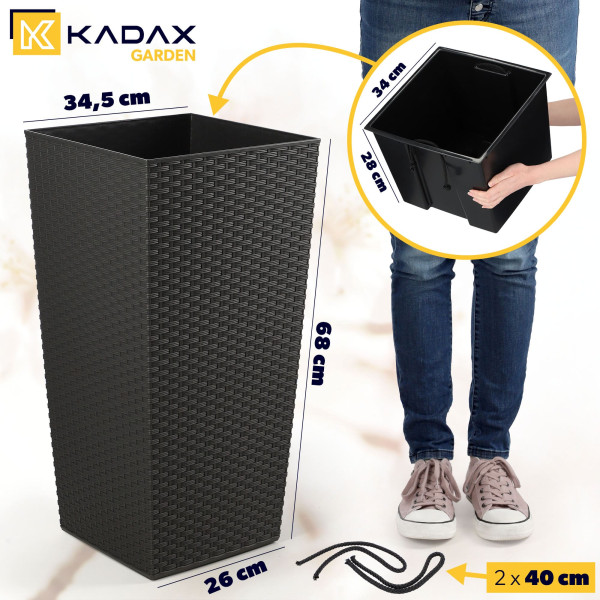 Kadax Donica Doniczka Wkład 34x68cm Wysoka Grafit