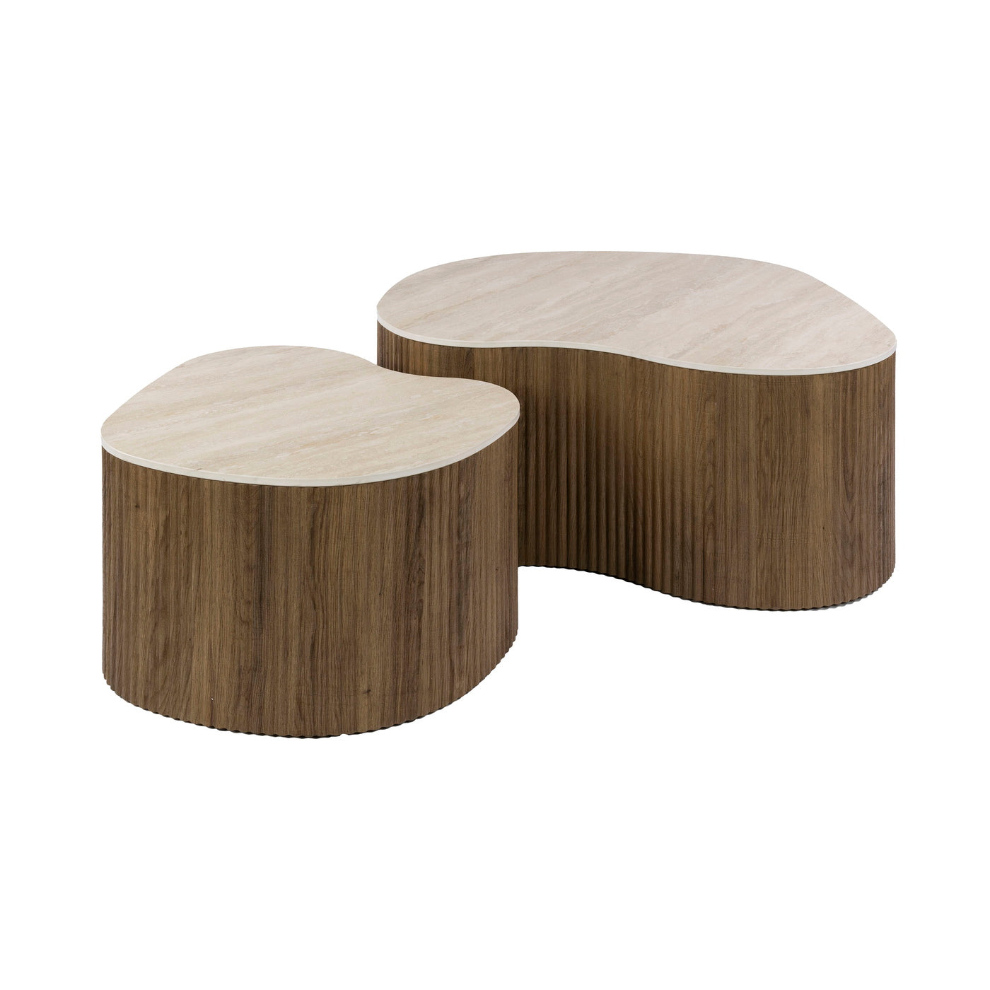 Giga Living Salontafel Ceramo Medio - Rond Travertin - Set Van 2