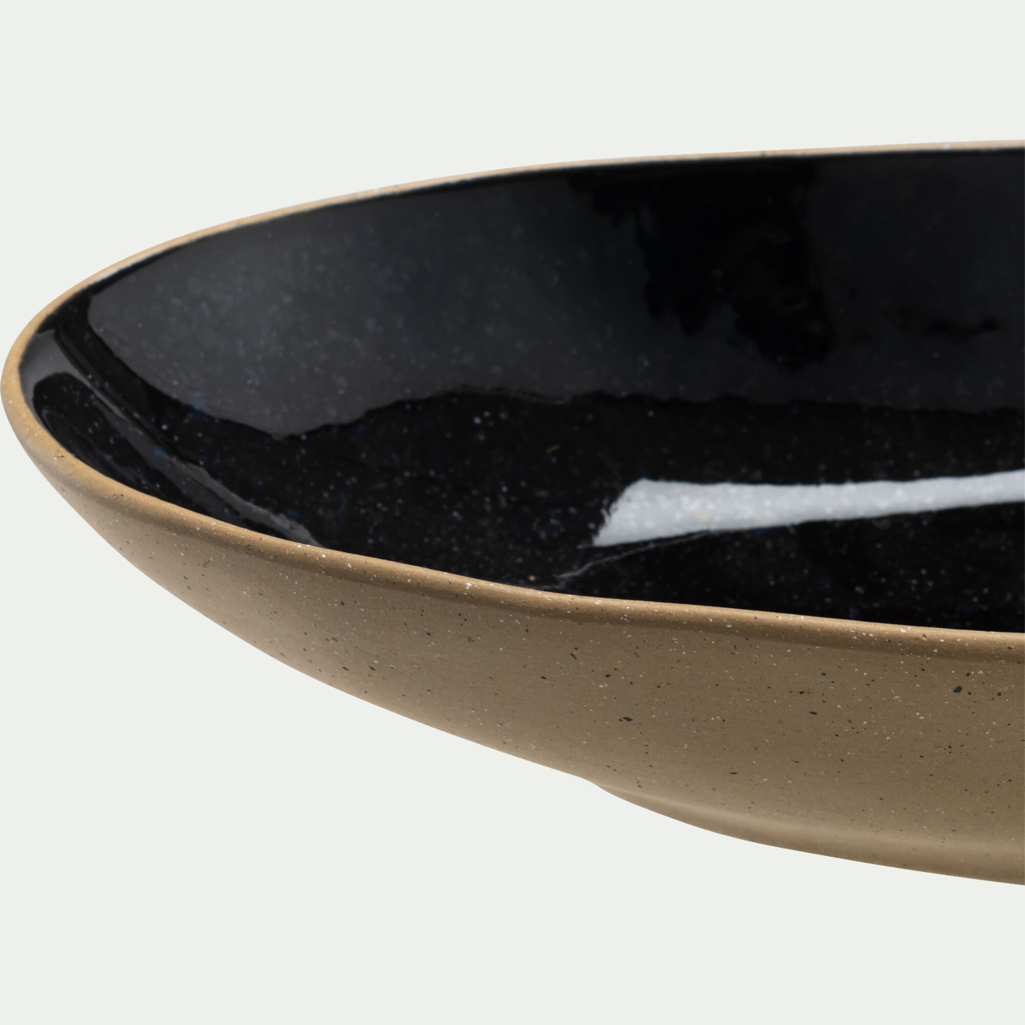 AGATE - Plat ovale en grès recyclé L33cm - noir