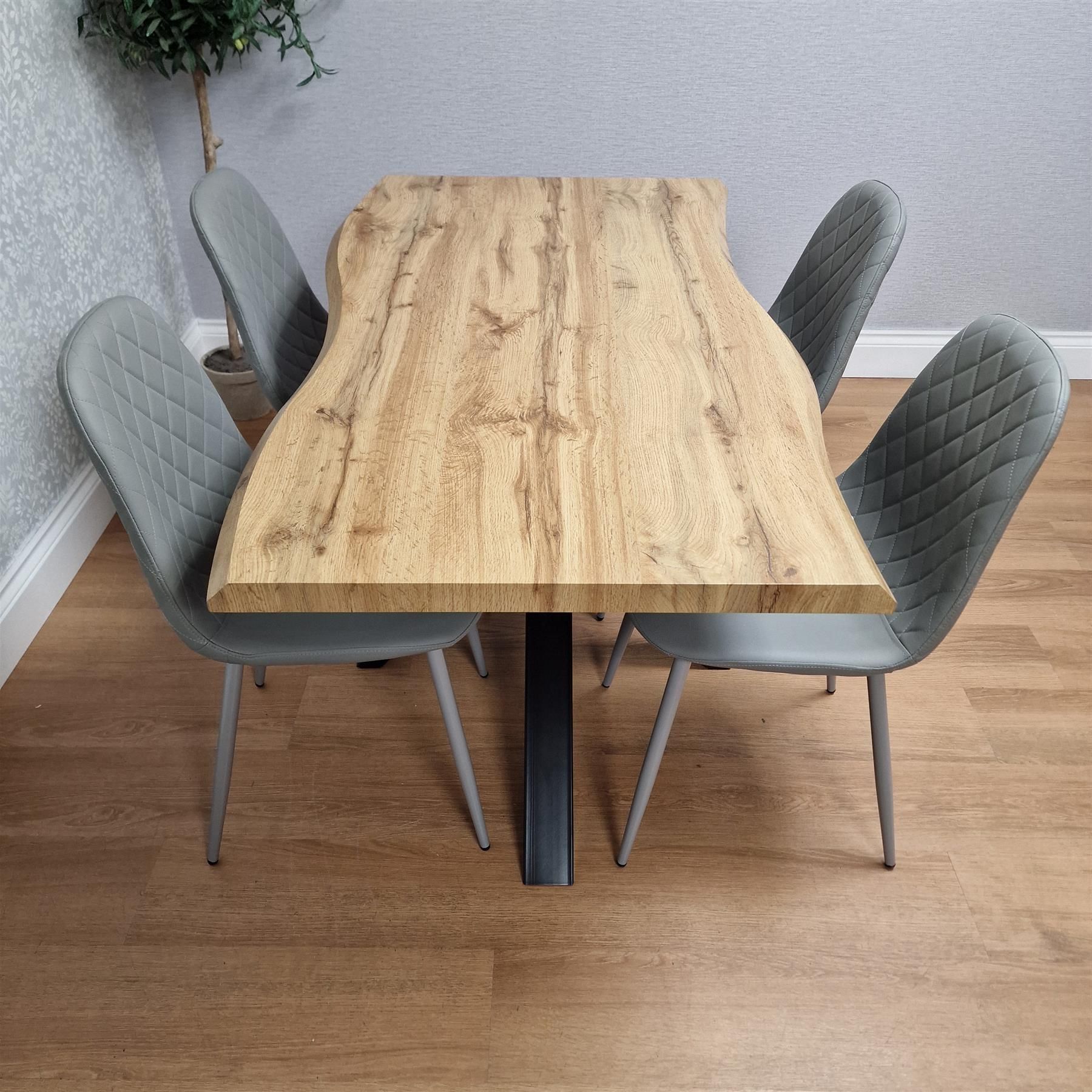 KOSY KOALA Modern Dining Table with 4 Grey Gem pattern Faux Leather Chairs