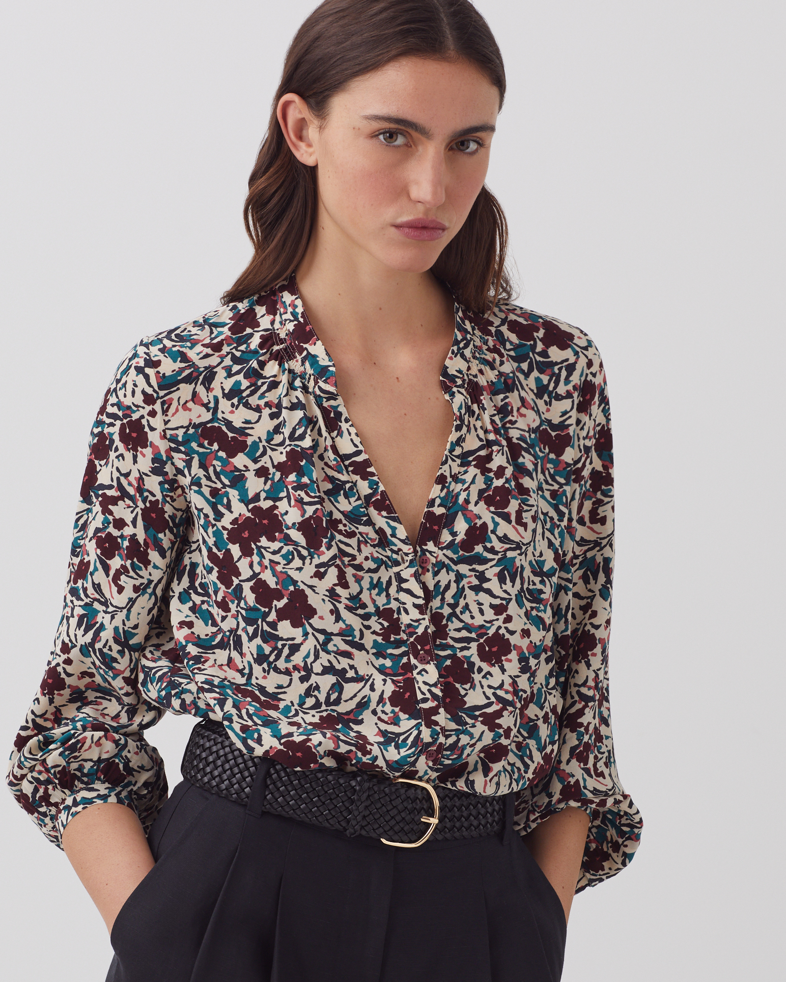 Ceinture large tressée en cuir