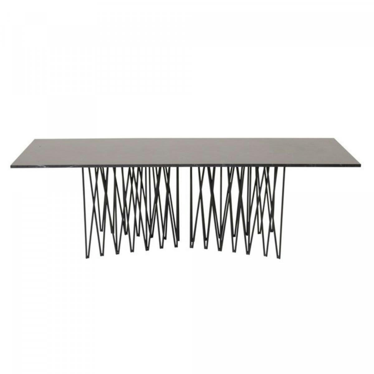BHIA - Table basse effet marbre noir pieds design