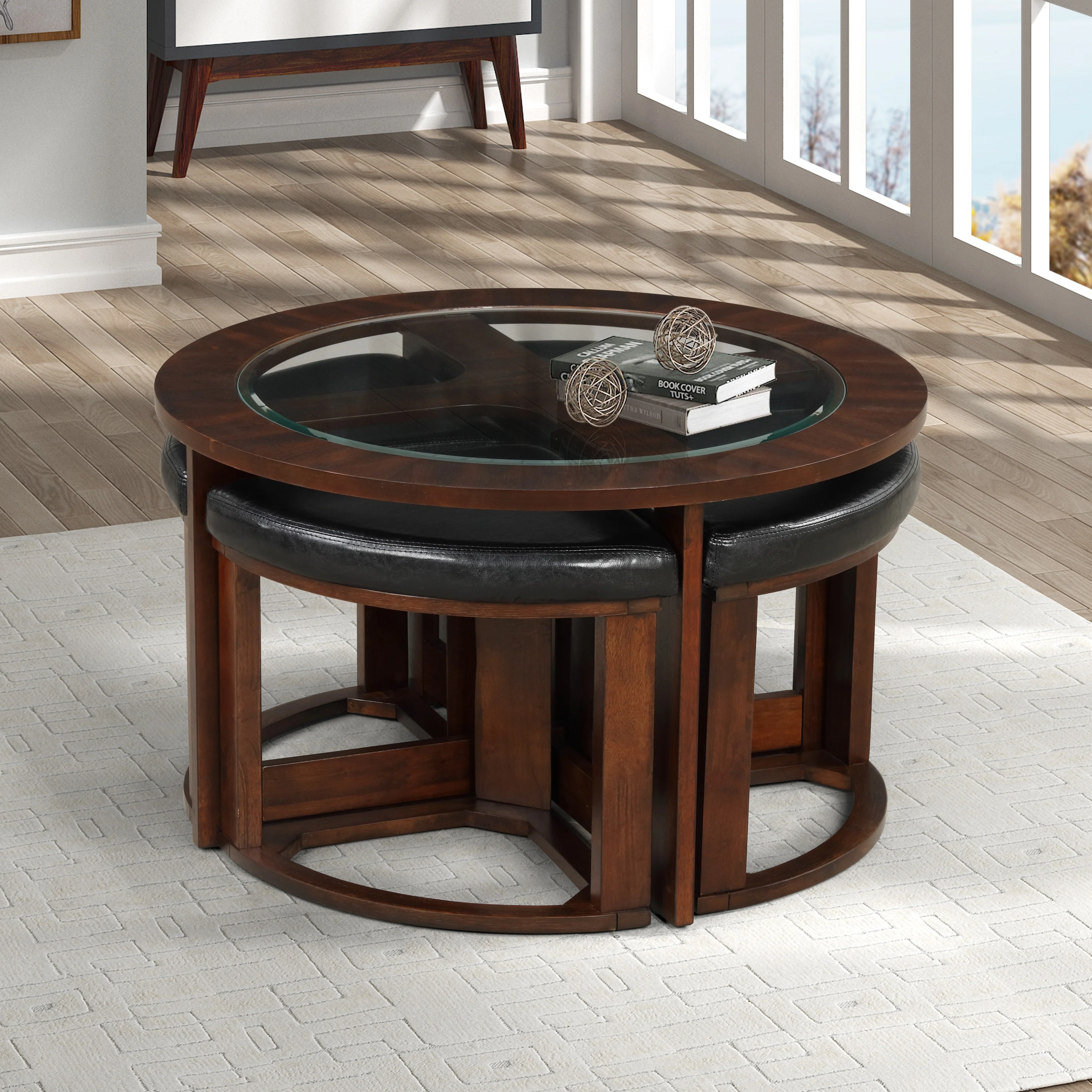 Copper Grove Kavanur Solid Wood Coffee Table and Chairs