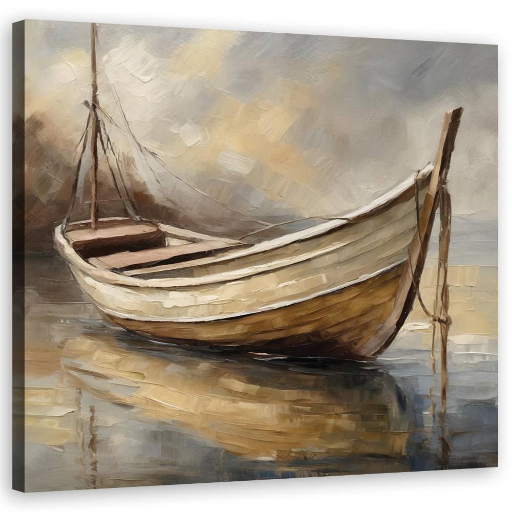 Feeby Obraz na płótnie, Łódź Jezioro Vintage 30x30